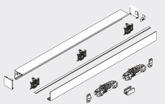 posuvný systém pro skleněné dveře COMFORT L černá RAL 9005, 2180mm, montáž do zdi nosnost 80Kg