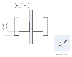 Dveřní úchyt (35x35 mm) KH24 leštěná mosaz